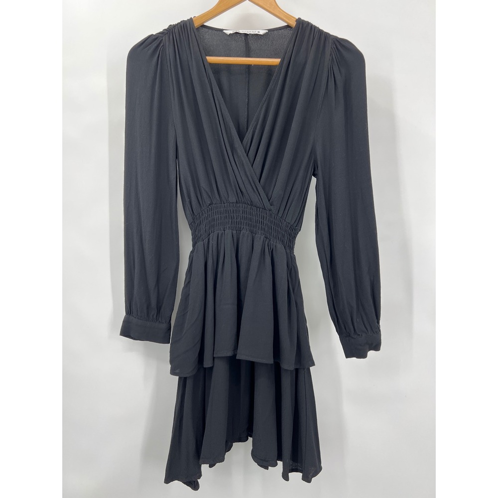 Zara Women's XS Mini Dress V-Neck Smocked Tiered Whimsigoth Dark Fairy Witchy
